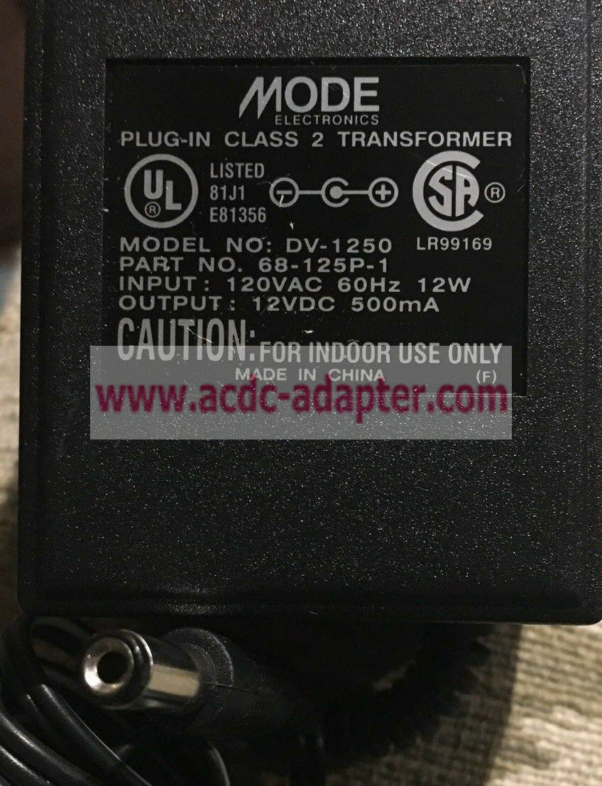 NEW Mode 68-125P-1 12V 500mA DV-1250 AC Adapter Center Positive 5.5*2.1mm
